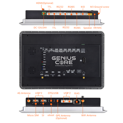 10.1 İnç RK3288 Android Endüstriyel HMI Panel PC– IPS Panel, 2x Dahili Hoparlör, Geniş Çerçeveli ABS Gövde