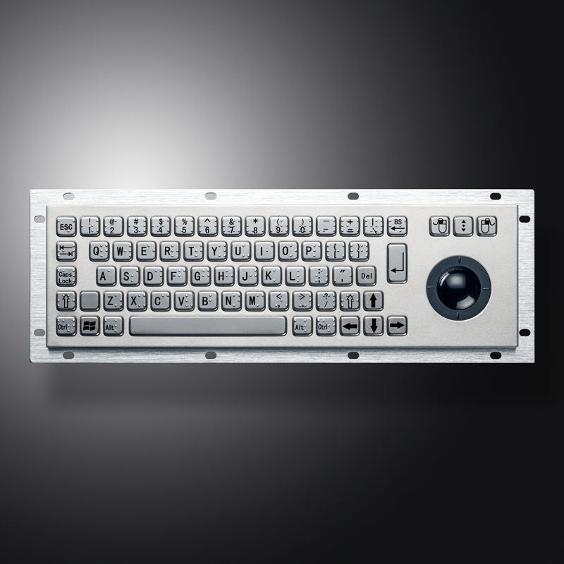 D-8635G-M IP65 68 tuşlu paslanmaz çelik trackball'lu metal klavye