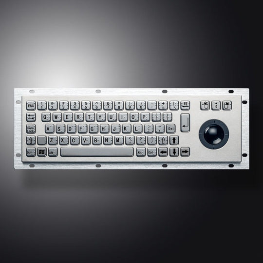 D-8635G-M IP65 68 tuşlu paslanmaz çelik trackball'lu metal klavye