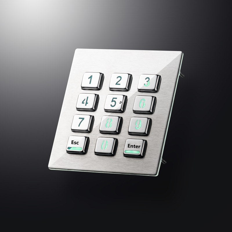 D-8208H IP65 12 tuşlu aydınlatmalı paslanmaz çelik metal nümerik tuş takımı