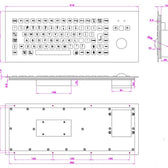 D-8606G-A IP65 3 tuşlu paslanmaz çelik trackball'lu metal klavye