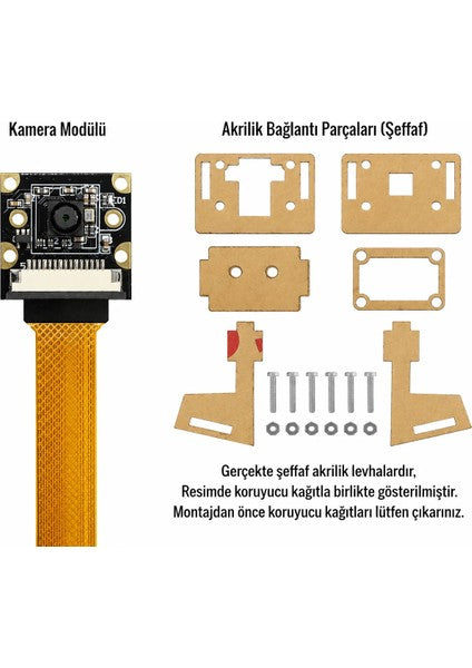 Raspberry Pi 5/4B 8 MP IMX219 CSI Kamera Modülü 77° — Braketli