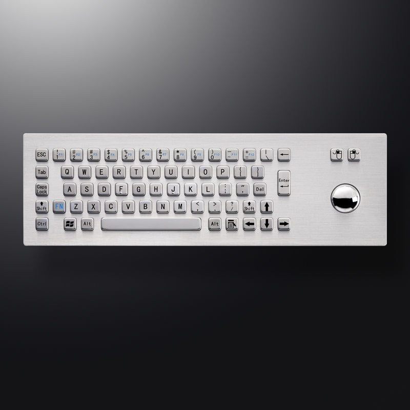 D-8603 IP65 2 tuşlu paslanmaz çelik trackball'lu metal klavye
