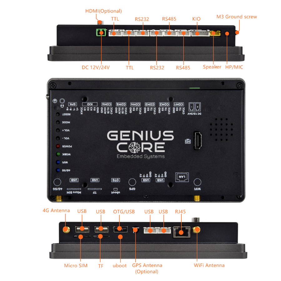7 İnç RK3576S Android Endüstriyel HMI Panel PC– IPS Panel, 2x Dahili Hoparlör, ABS Gövde