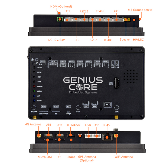 7 İnç RK3576S Android Endüstriyel HMI Panel PC– IPS Panel, 2x Dahili Hoparlör, ABS Gövde