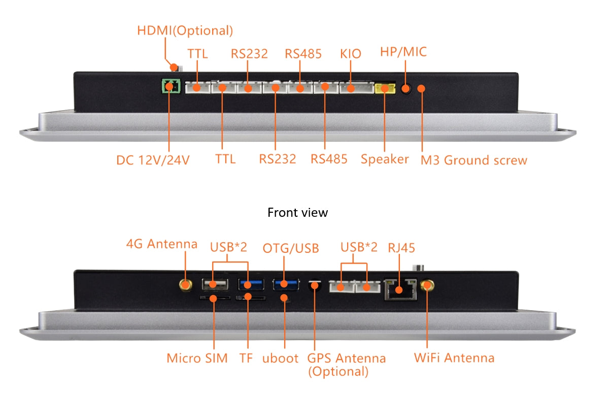 10.1 İnç A133P Android Endüstriyel HMI Panel PC – IPS Panel, 2x Dahili Hoparlör, Geniş Çerçeveli ABS Gövde