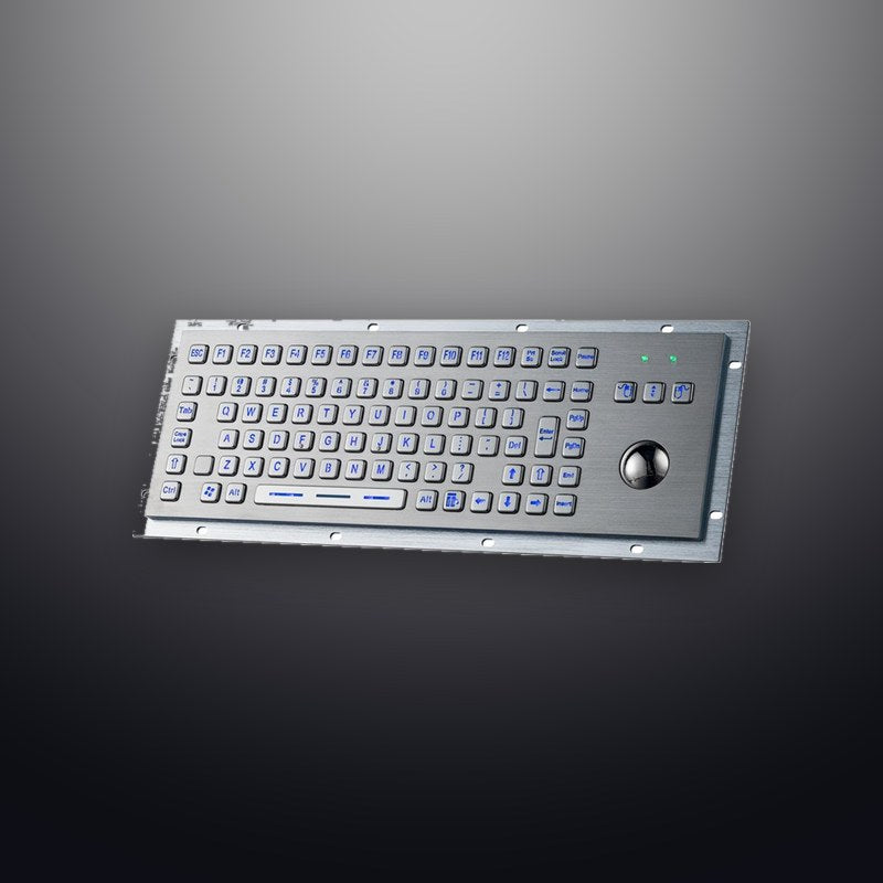 D-8606G-BG-VNAS IP65 3 tuşlu aydınlatmalı paslanmaz çelik trackball'lu metal klavye