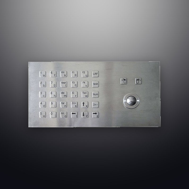 D-8306 IP65 30 tuşlu vandal dayanımlı trackball'lu metal klavye