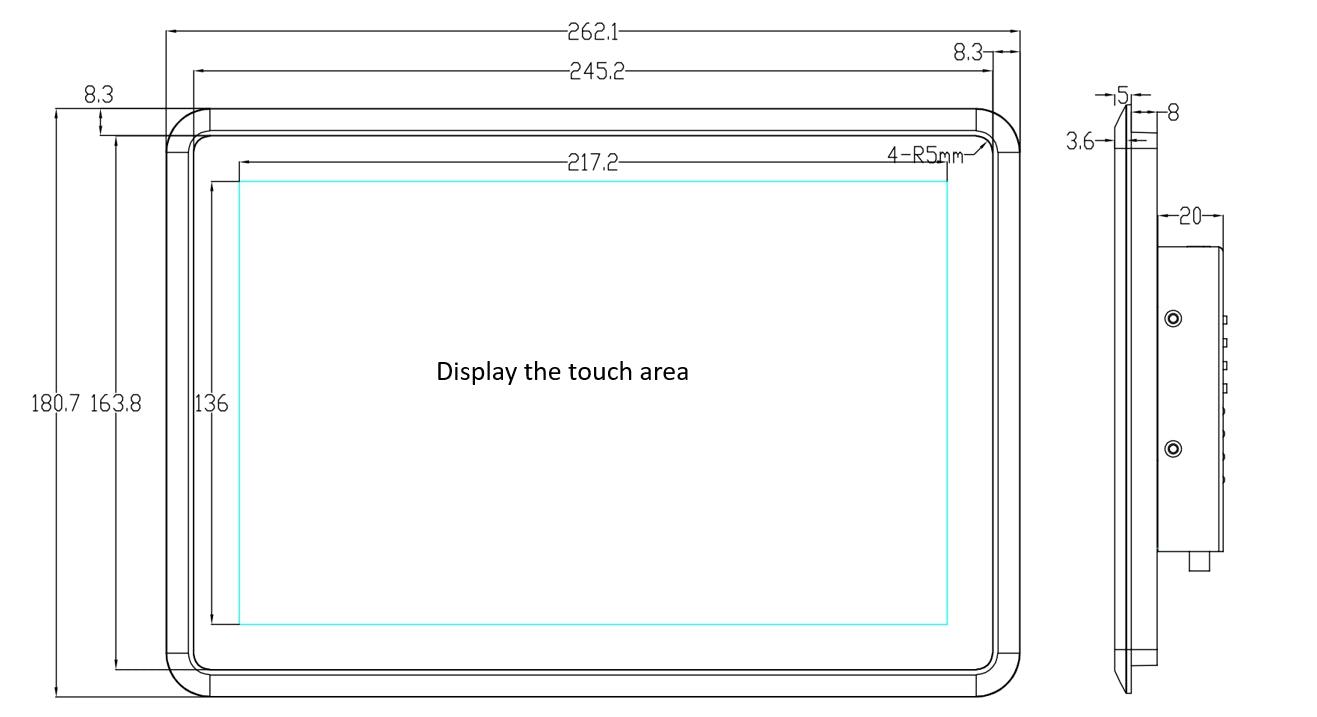 10.1 İnç A133P Android Endüstriyel HMI Panel PC – IPS Panel, 2x Dahili Hoparlör, Geniş Çerçeveli ABS Gövde