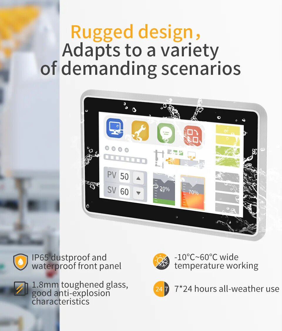 7 İnç RK3568 Android Endüstriyel HMI Panel PC – IPS Panel, 2x Dahili Hoparlör, Geniş Çerçeveli ABS Gövde