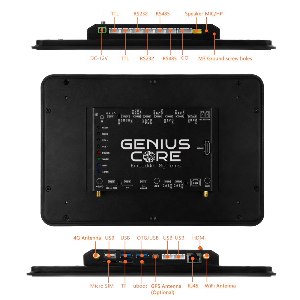 10.1 İnç RK3576S Android Endüstriyel HMI Panel PC– IPS LCD, Dayanıklı ABS Gövde