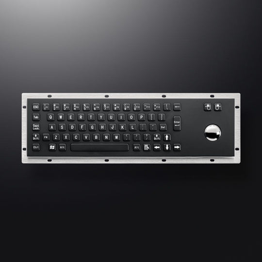 D-8602B IP65 2 tuşlu paslanmaz çelik trackball'lu metal klavye