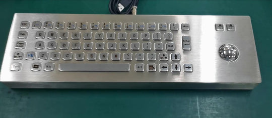D-8603 Desk IP65 67 tuşlu paslanmaz çelik trackball'lu metal klavye