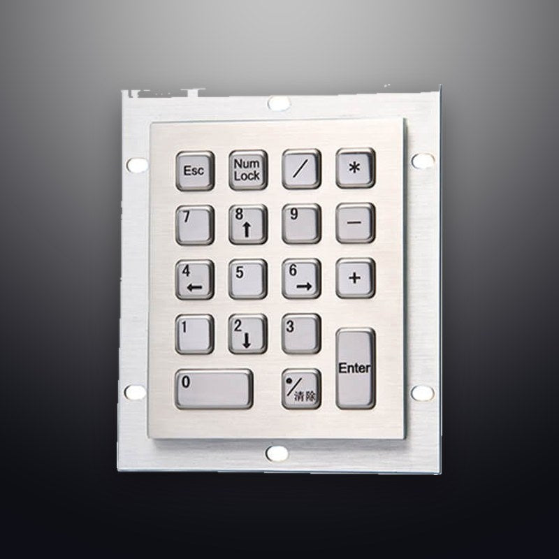 D-8212 IP65 18 tuşlu vandal dayanımlı paslanmaz çelik metal nümerik tuş takımı