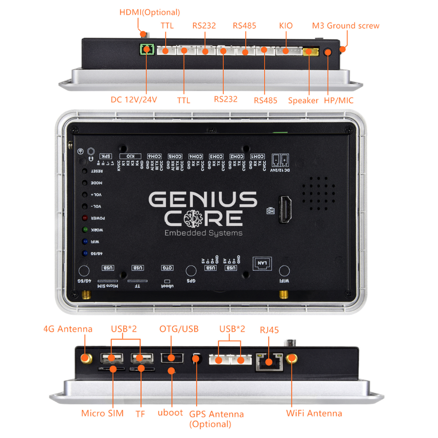 7 İnç RK3576S Android Endüstriyel HMI Panel PC– IPS Panel, 2x Dahili Hoparlör, Geniş Çerçeveli ABS Gövde