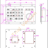 D-8316 IP54 27 tuşlu paslanmaz çelik trackball'lu metal klavye