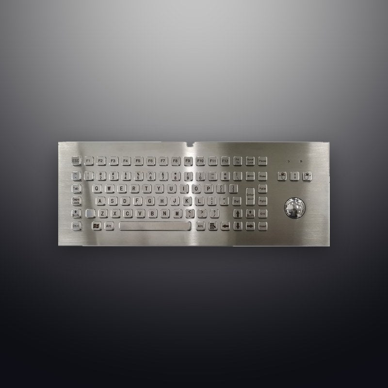 D-8606G-A IP65 3 tuşlu paslanmaz çelik trackball'lu metal klavye