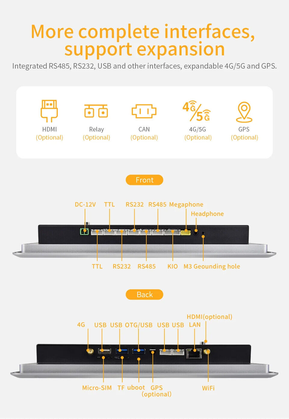 10.1 İnç A133P Android Endüstriyel HMI Panel PC – IPS Panel, 2x Dahili Hoparlör, Geniş Çerçeveli ABS Gövde