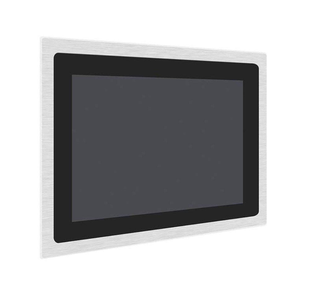 Digital display screen with white frame on a white background