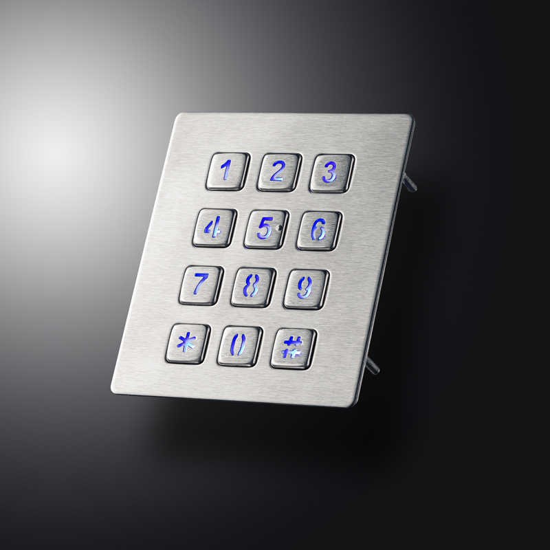 D-8208J-backlight IP65 12 tuşlu aydınlatmalı paslanmaz çelik metal nümerik tuş takımı