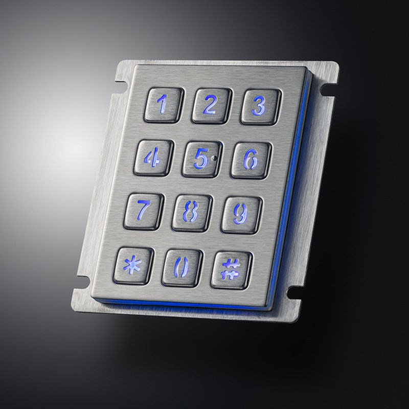 D-8208J-1-Backlight IP65 12 tuşlu aydınlatmalı metal nümerik tuş takımı