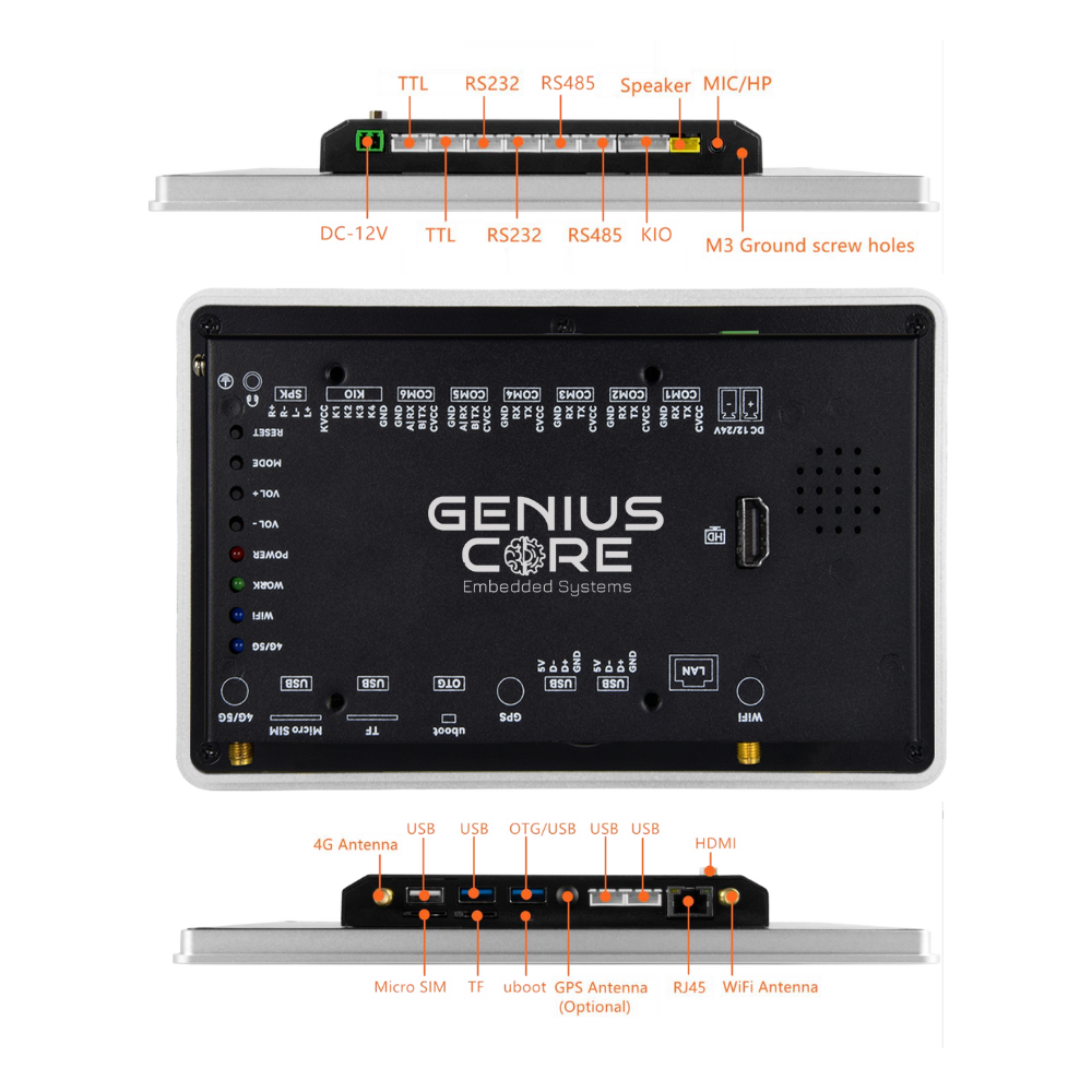 7 İnç RK3576S İşlemcili Android Endüstriyel HMI Panel PC– IPS Ekran, Alüminyum Gövde