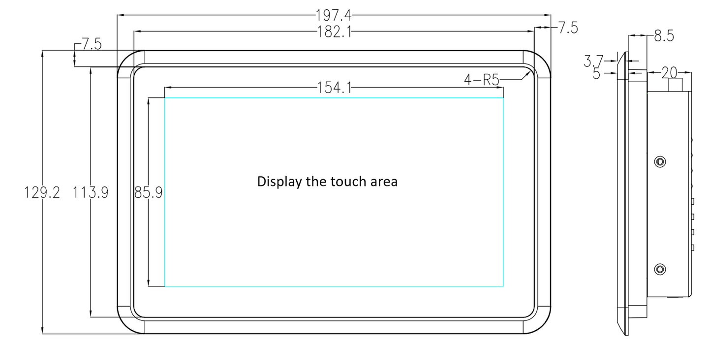 7 İnç A133P Android Endüstriyel HMI Panel PC – IPS Panel, 2x Dahili Hoparlör, Geniş Çerçeveli ABS Gövde