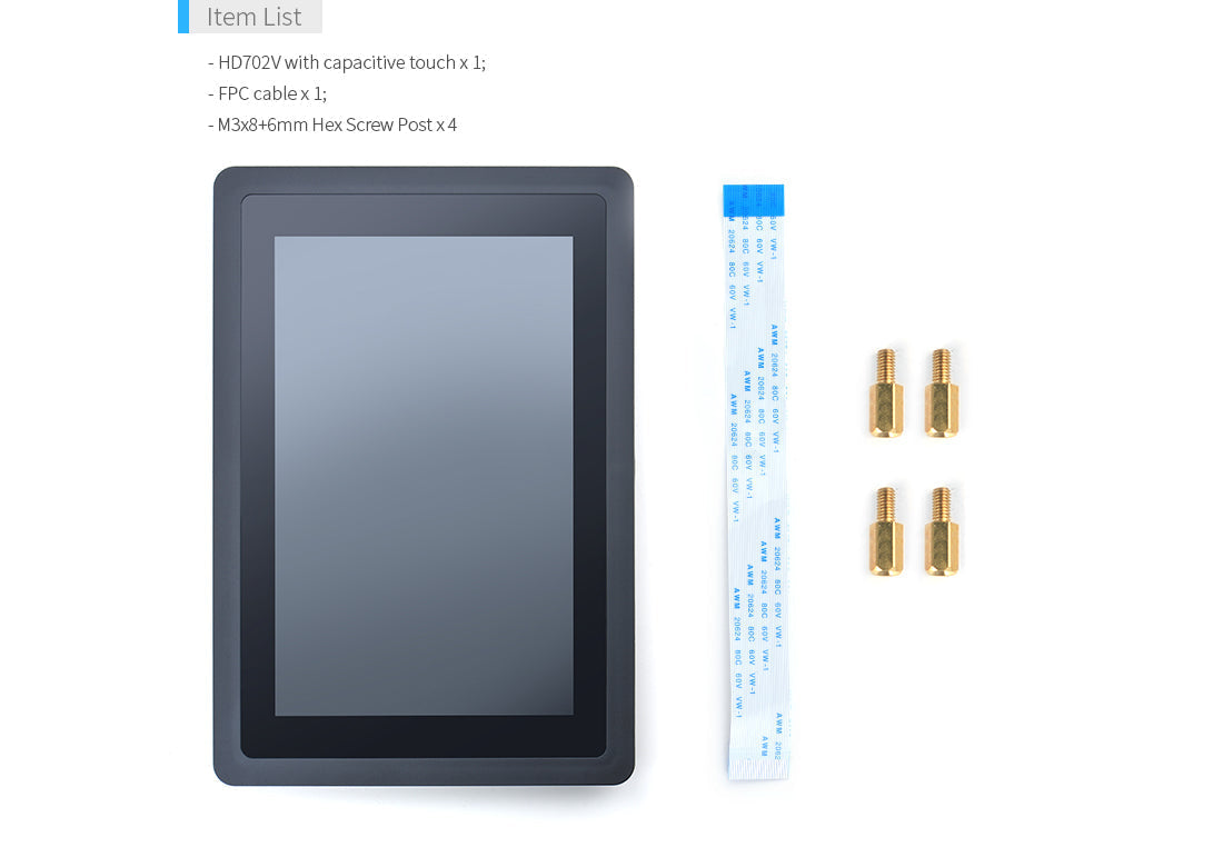 FriendlyElec HD702V 7" LVDS HD LCD Display – 1280×800 Capacitive Touch HMI Screen