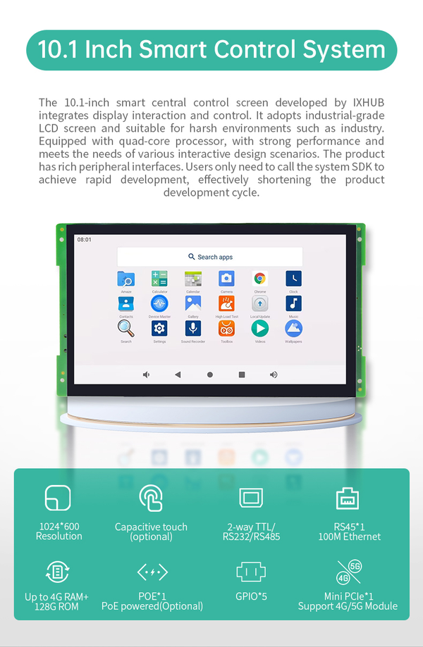 10.1 İnç S905D3 İşlemcili Open Frame Android AIoT Endüstriyel HMI Board– K-S905 Serisi