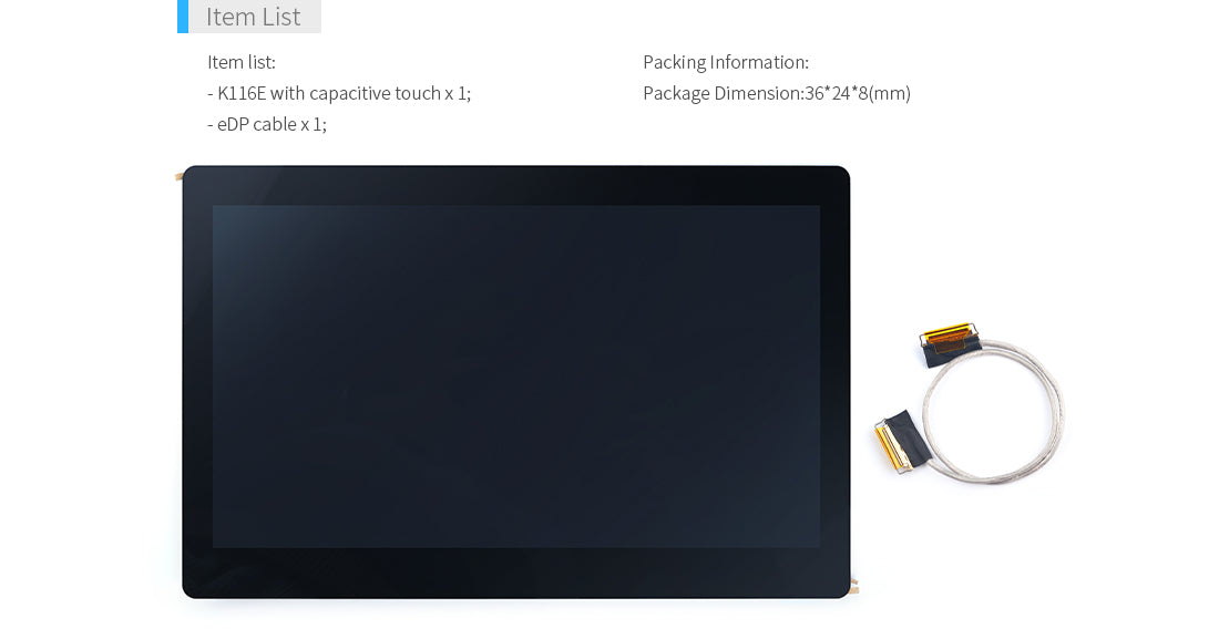 FriendlyElec K116E 11.6" FHD eDP LCD Display – 1920×1080 Capacitive Touch Panel