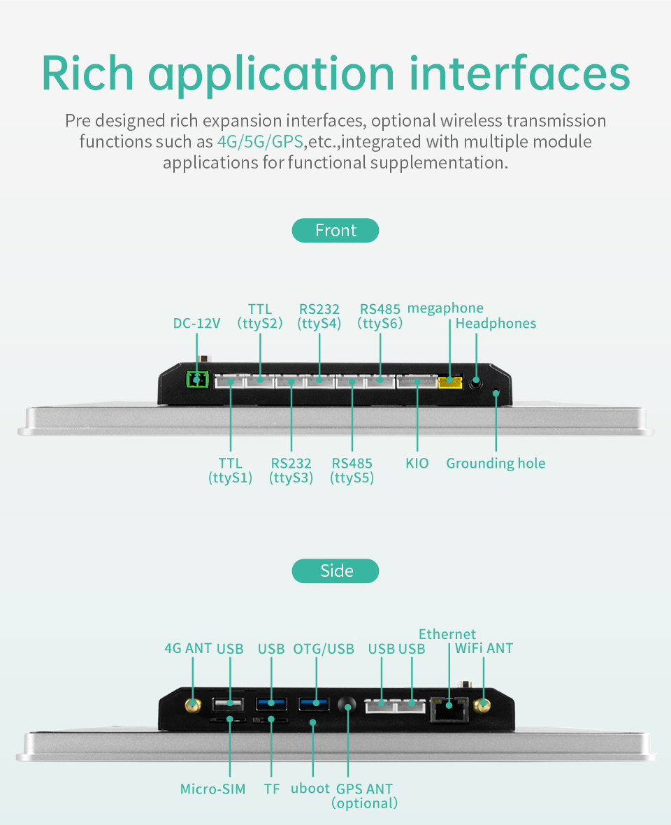 7 İnç RK3568 İşlemcili Android Endüstriyel HMI Panel PC – IPS Ekran, Alüminyum Gövde