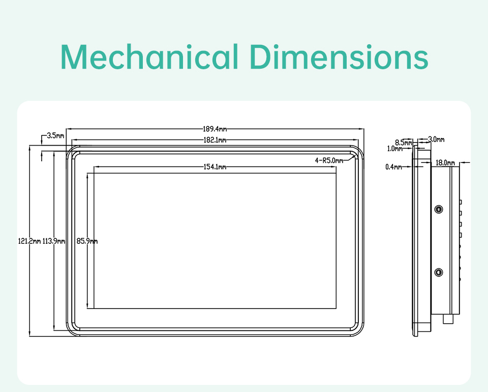 7 İnç RK3568 İşlemcili Android Endüstriyel HMI Panel PC – IPS Ekran, Alüminyum Gövde