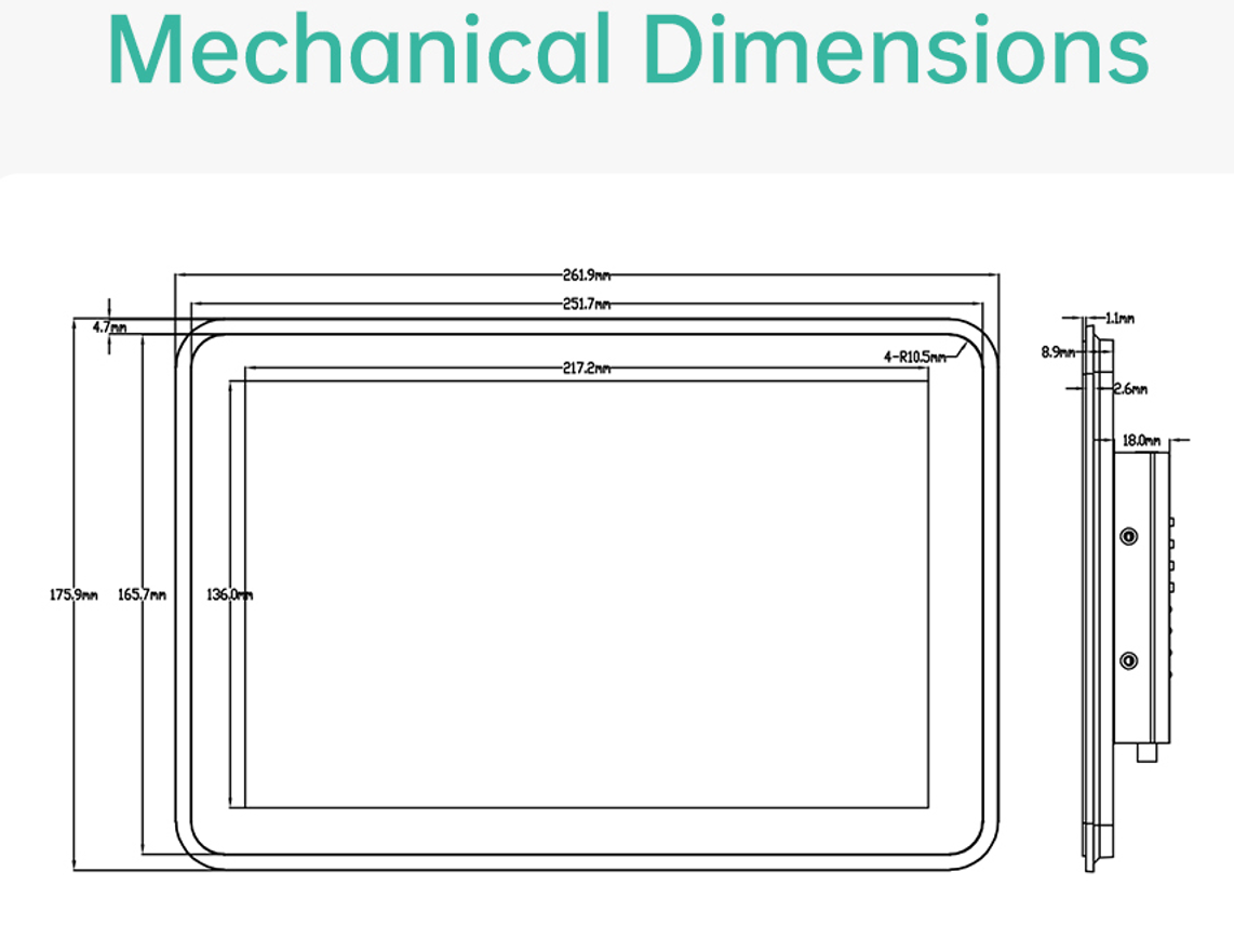 10.1 İnç RK3568 Android Endüstriyel HMI Panel PC – IPS LCD, Dayanıklı ABS Gövde