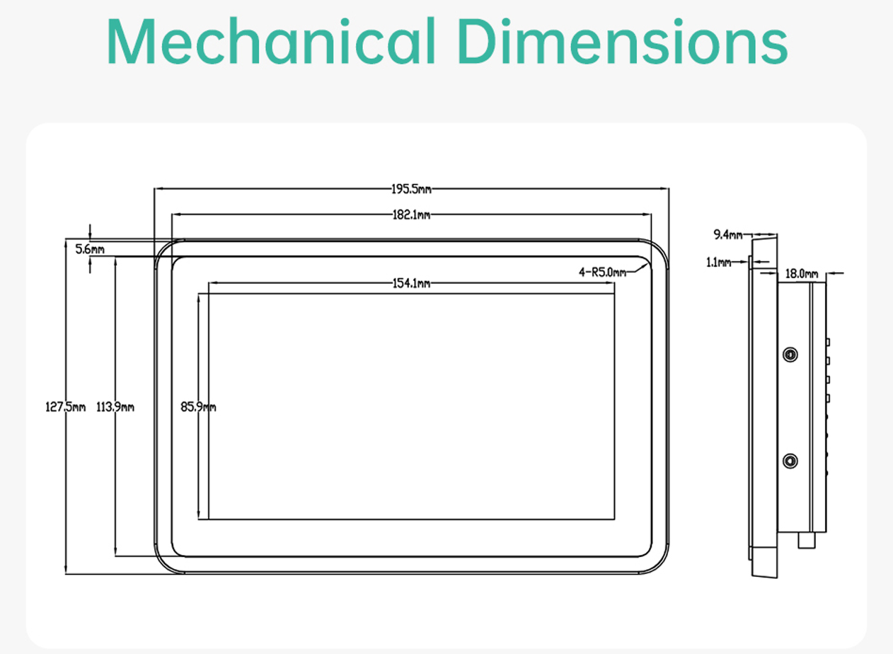 7 İnç A133P Android Endüstriyel HMI Panel PC – IPS LCD, Dayanıklı ABS Gövde