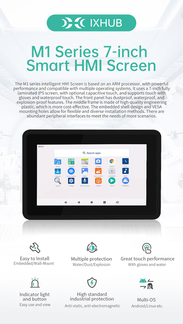 7 İnç RK3568 Android Endüstriyel HMI Panel PC– IPS LCD, Dayanıklı ABS Gövde