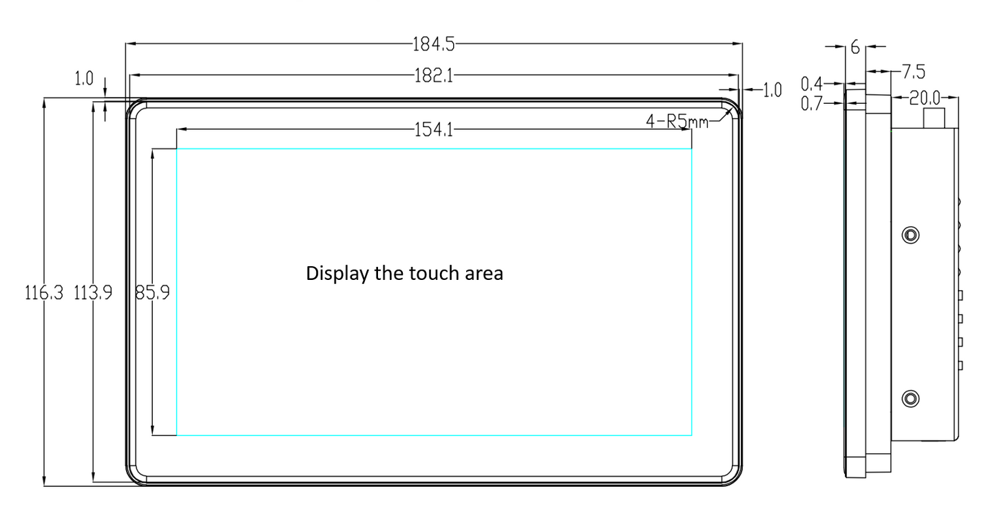 7 İnç A133P Android Endüstriyel HMI Panel PC – IPS Panel, 2x Dahili Hoparlör, ABS Gövde
