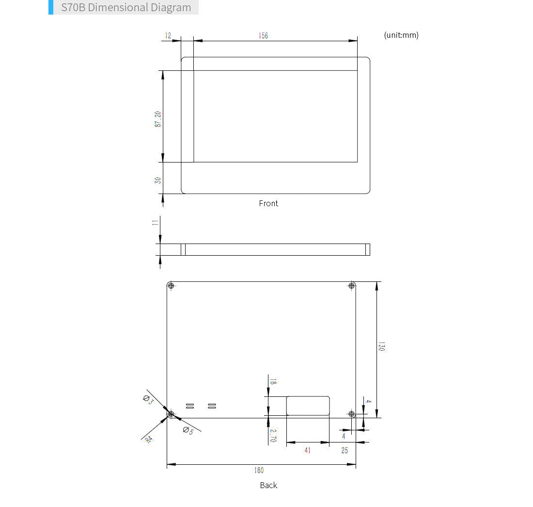 FriendlyElec S70B 7" TFT LCD Display – 800×480 Resistive Touch Industrial HMI Screen