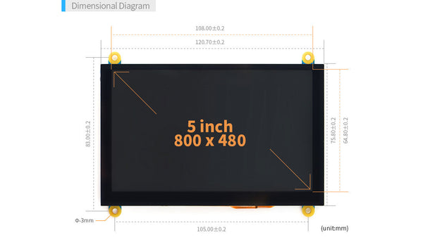 FriendlyElec W500 5" TFT LCD Display– 800×480 Kapasitif Dokunmatik RGB Ekran