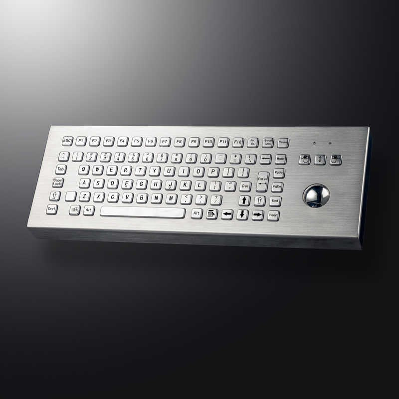 D-8606-DESK IP65 89 tuşlu vandal dayanımlı trackball'lu metal klavye