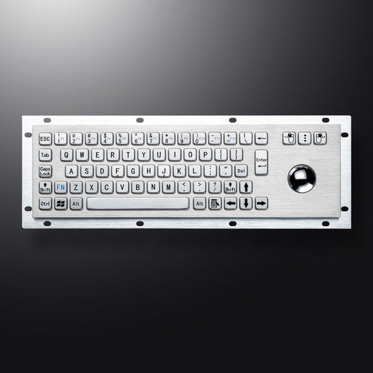 D-8635G-S IP65 68 tuşlu paslanmaz çelik trackball'lu metal klavye