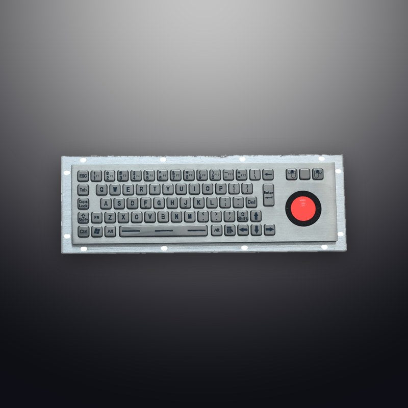 D-8635G-BG IP65 3 tuşlu aydınlatmalı paslanmaz çelik trackball'lu metal klavye
