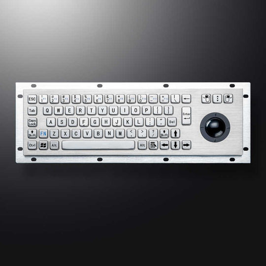 D-8635G IP65 68 tuşlu vandal dayanımlı paslanmaz çelik trackball'lu metal klavye