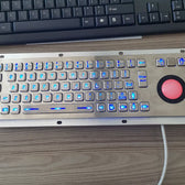 D-8635G-BG IP65 3 tuşlu aydınlatmalı paslanmaz çelik trackball'lu metal klavye