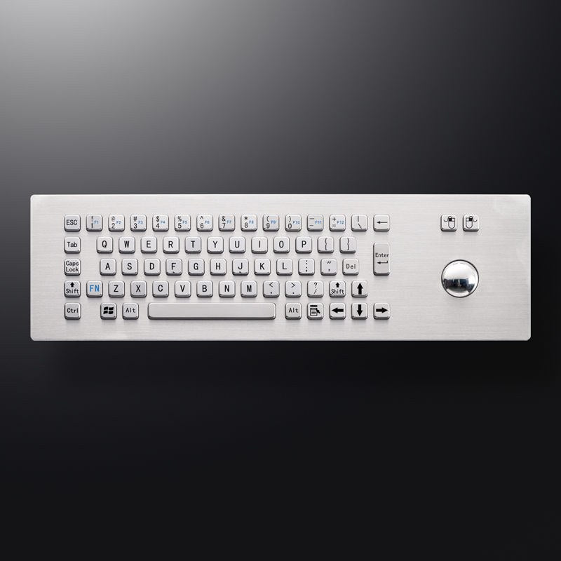 D-8615 IP65 2 tuşlu paslanmaz çelik trackball'lu metal klavye