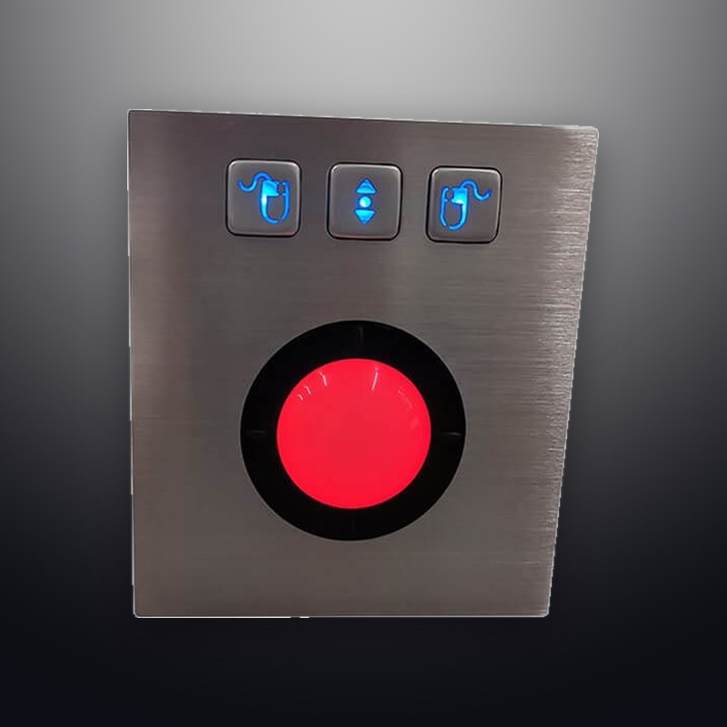 D-8326 IP54 3 tuşlu aydınlatmalı paslanmaz çelik medikal endüstriyel trackball