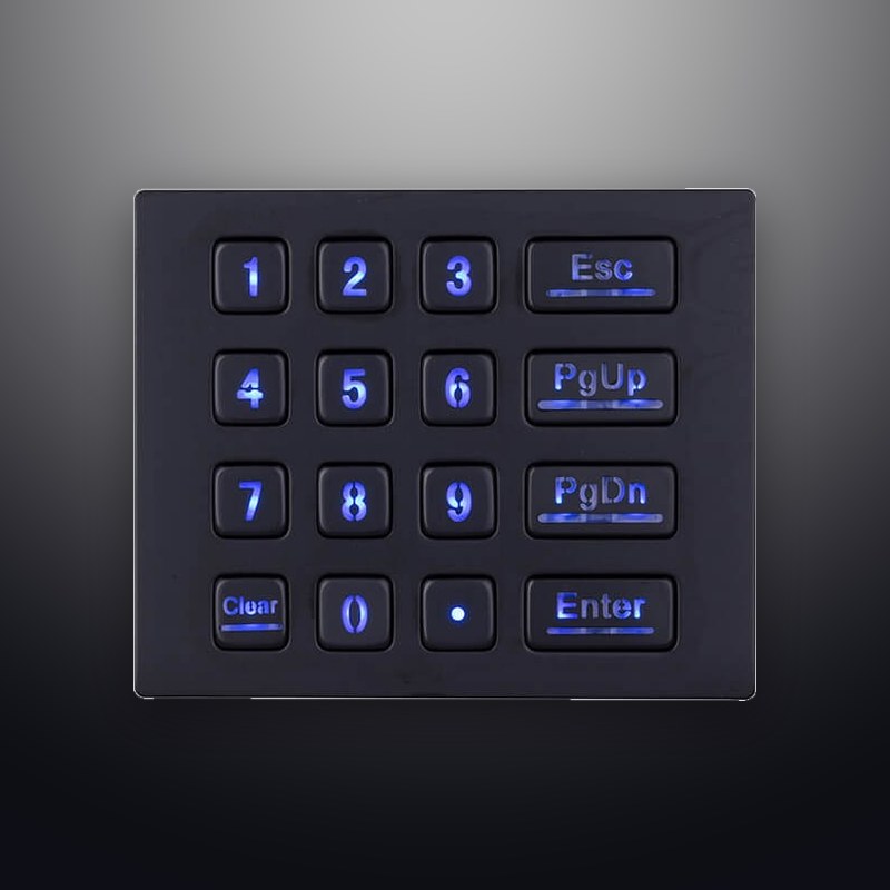 D-8281B IP65 16 tuşlu aydınlatmalı metal nümerik tuş takımı