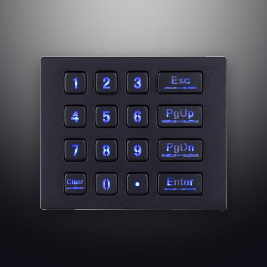 D-8281B IP65 16 tuşlu aydınlatmalı metal nümerik tuş takımı