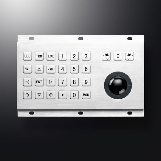 D-8316 IP54 27 tuşlu paslanmaz çelik trackball'lu metal klavye