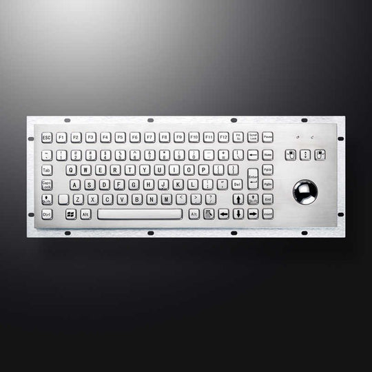 D-8606G IP65 3 tuşlu paslanmaz çelik trackball'lu metal klavye