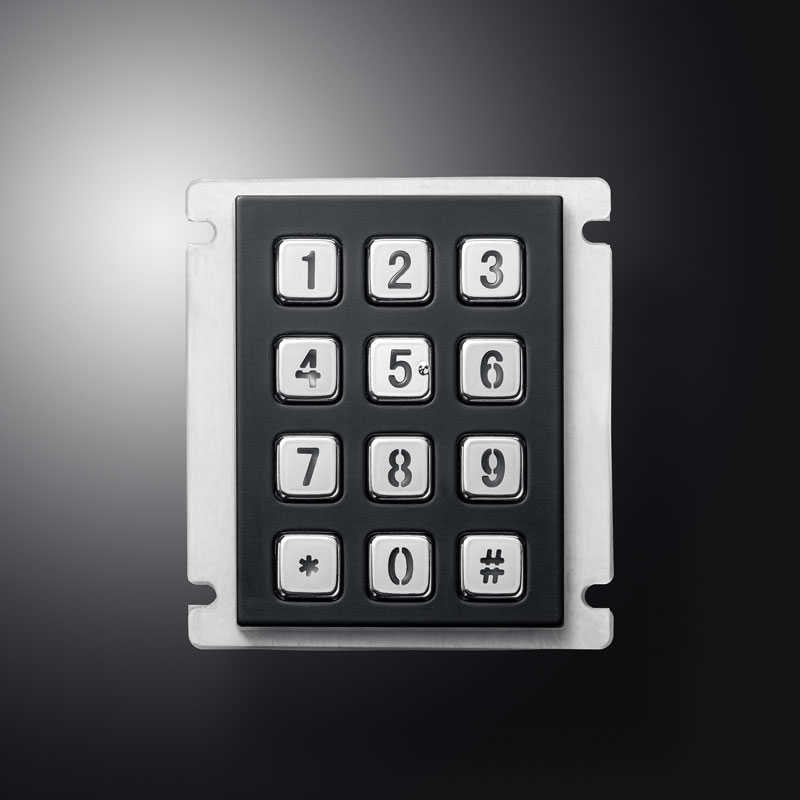 D-8208J-2-B-BG IP67 12 tuşlu aydınlatmalı metal nümerik tuş takımı